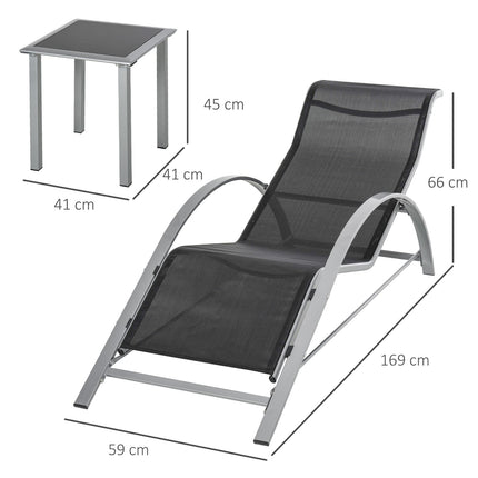 Gartenmöbel-Set aus schwarzem Metallgeflecht für draußen – 2 Sessel, Tisch