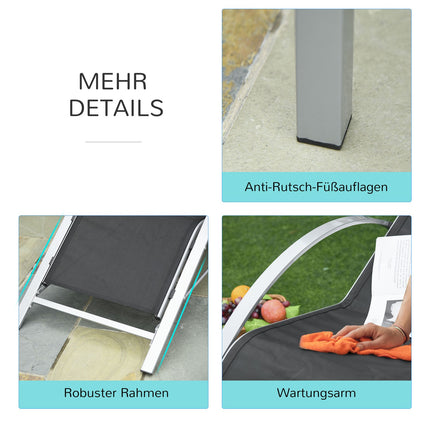 Gartenmöbel-Set aus schwarzem Metallgeflecht für draußen – 2 Sessel, Tisch