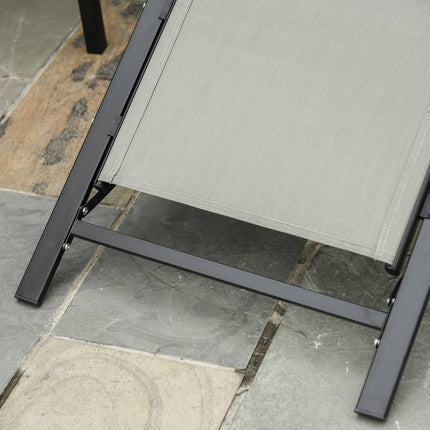 Gartenstuhl aus Metallgeflecht – 2 Sonnenliegen, 1 Tisch, grau