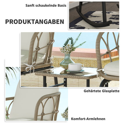 Garten-Schaukelstuhl-Set mit Kissen - 3-teilig