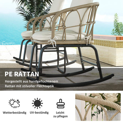 Garten-Schaukelstuhl-Set mit Kissen - 3-teilig