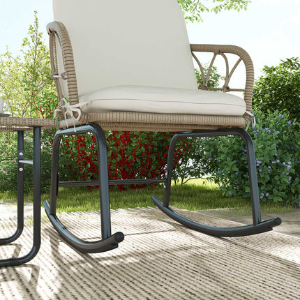 Garten-Schaukelstuhl-Set mit Kissen - 3-teilig