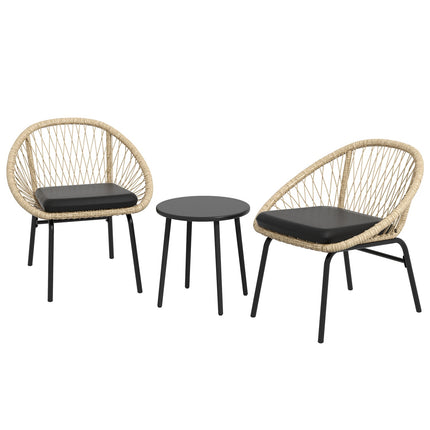 Rattan garden furniture - 3 pcs, yellow cushions