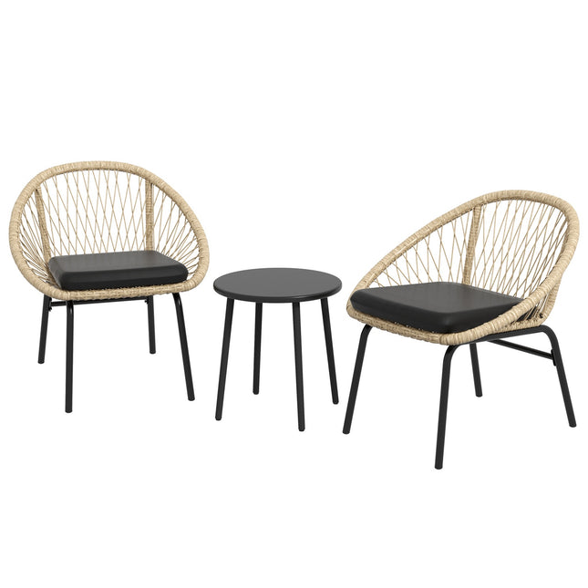 Rattan-Gartenmöbel – 3-teilig, gelbe Polster