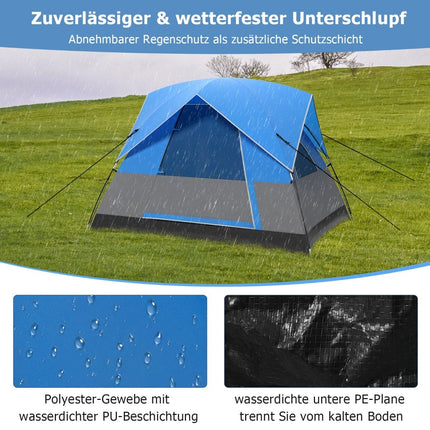 3-Person Camping Tent with Removable Rainfly & Mat