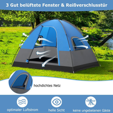3-Person Camping Tent with Removable Rainfly & Mat