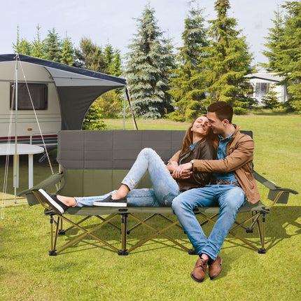 3-Personen-Falt-Campingstuhl, gepolstert, 2 Getränkehalter, Grün
