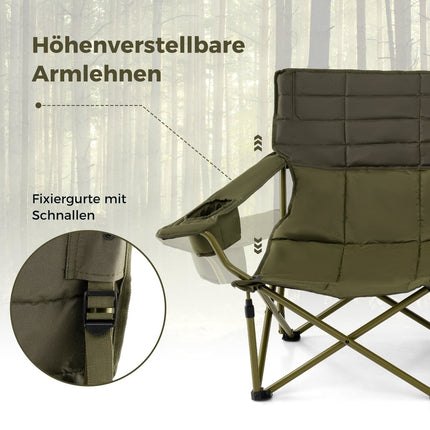 3-Person Folding Camping Sofa with Adjustable Armrests