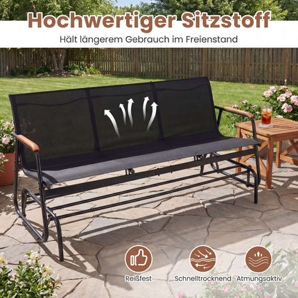 3-Sitzer Hollywoodschaukel mit Teak-Armlehnen, Schwarz