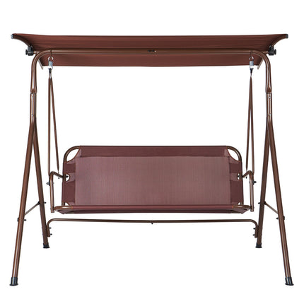 3-Person Patio Swing With Adjustable Canopy, Steel Frame