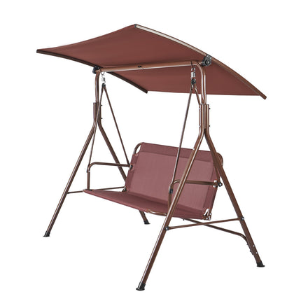 3-Person Patio Swing With Adjustable Canopy, Steel Frame