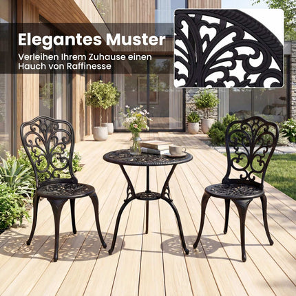 3-Piece Aluminum Patio Bistro Set with Table & Chairs