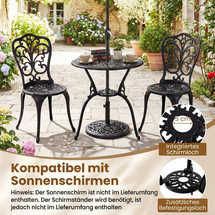 3-Piece Aluminum Patio Bistro Set with Table & Chairs