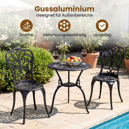 3-Piece Aluminum Patio Bistro Set with Table & Chairs
