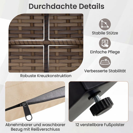 3-teiliges Balkonmöbel-Set mit Kissen und Tisch