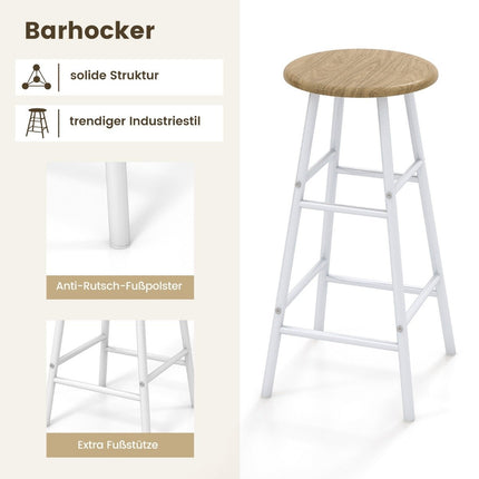 3 Piece Bar Table & Chair Set Industrial Pub Table & Stool Natural