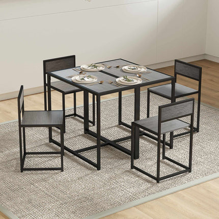 3-teiliges Bartisch-Set mit 2 Stühlen, graues MDF, Stahlrahmen
