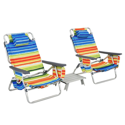 3-teiliges Strandstuhl- und Tischset – verstellbar, tragbar
