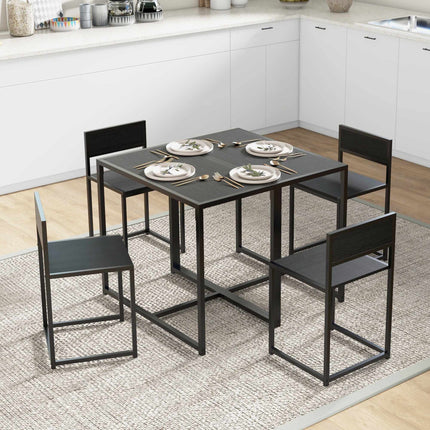 3-Piece Black Bar Table Set with 2 Stools, MDF & Steel