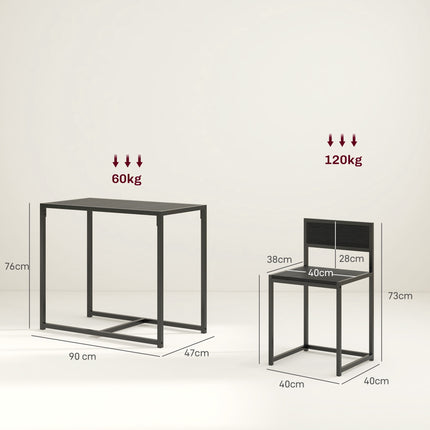 3-Piece Black Bar Table Set with 2 Stools, MDF & Steel