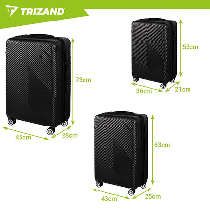 3-Piece Black Suitcase Set – Lightweight, Durable
