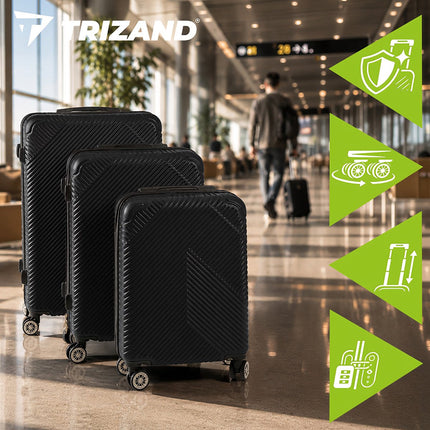 3-Piece Black Suitcase Set – Lightweight, Durable