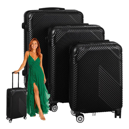 3-Piece Black Suitcase Set – Lightweight, Durable