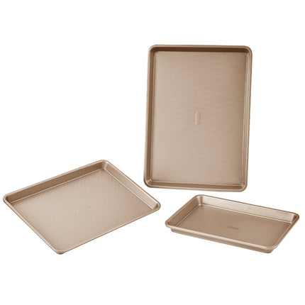 3-Piece Carbon Steel Baking Pan Set – Nonstick, Stackable