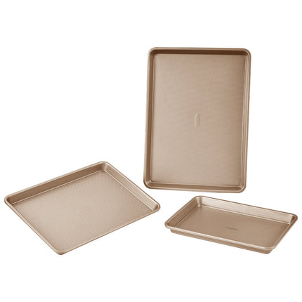3-Piece Carbon Steel Baking Pan Set – Nonstick, Stackable