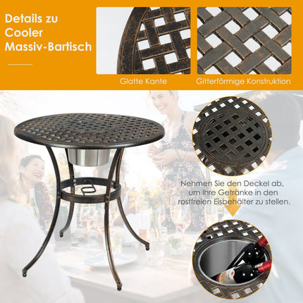 3-teiliges Outdoor-Bistro-Set aus Aluminiumguss mit integriertem Eiskübel
