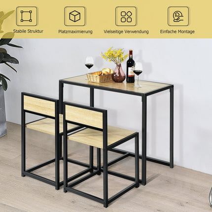 3-Piece Dining Set – Table and 2 Chairs, Space-Saving