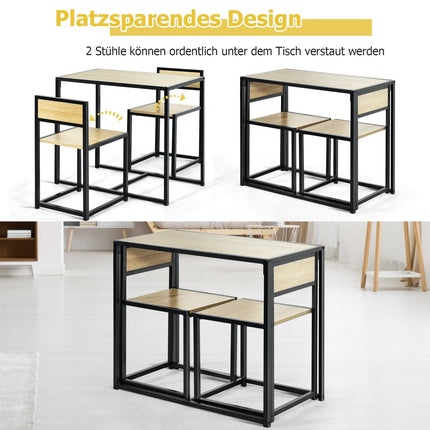3-Piece Dining Set – Table and 2 Chairs, Space-Saving