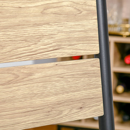 3-Delige Eetset Met Houten Tafel Mdf + Metaal, Natuurlijke Houtnerf + Zwart, 1 Tafel + 2 Stoelen