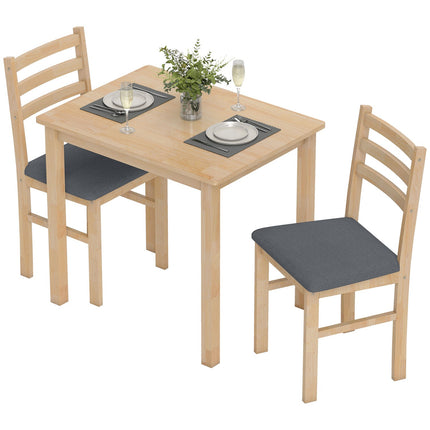 3-Piece Dining Set with 2 Chairs, Space-Saving, Wood