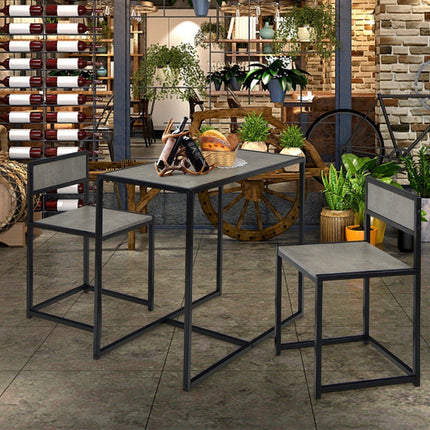 3-Piece Dining Set with Compact Table & 2 Chairs, Gray