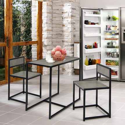 3-Piece Dining Set with Compact Table & 2 Chairs, Gray