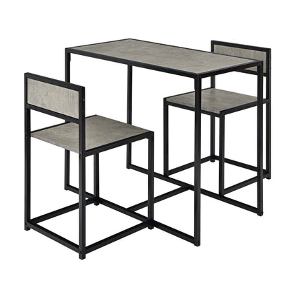 3-Piece Dining Set with Compact Table & 2 Chairs, Gray