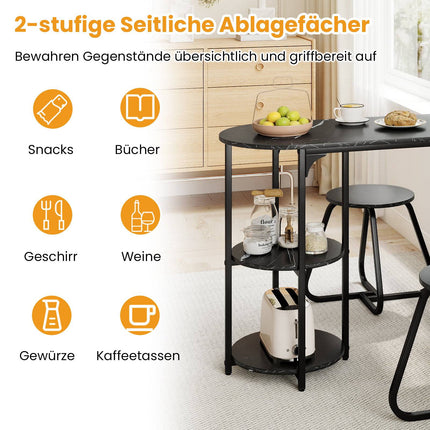 3-Piece Dining Set with Table & 2 Stools, Space-Saving