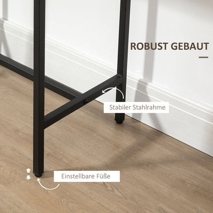 3-teiliges Bistrotisch-Set, Naturholzoptik und Stahl, 80x50x85 cm