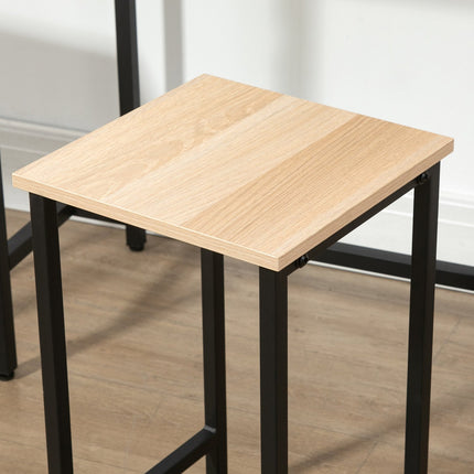 3-teiliges Bistrotisch-Set, Naturholzoptik und Stahl, 80x50x85 cm