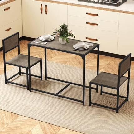 3dílný jídelní set, kovový rám, 2 židle s nízkým opěradlem