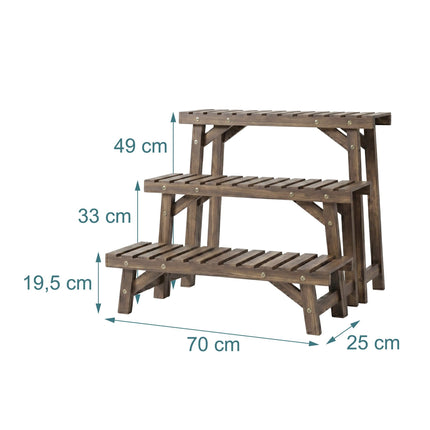 3-teiliges Pflanzenständer-Set aus Tannenholz – Braun