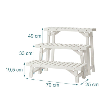 3-Piece Fir Wood Plant Stand Set – White