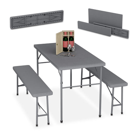 3-teiliges Biergarnitur-Set, Rattan-Optik, Schwarz