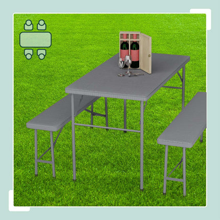 3-teiliges Biergarnitur-Set, Rattan-Optik, Schwarz