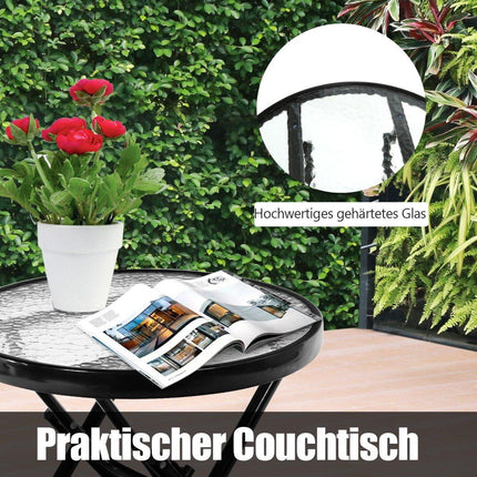 3dílný skládací bistro set, venkovní houpací křesla se stolem, modrá + šedá