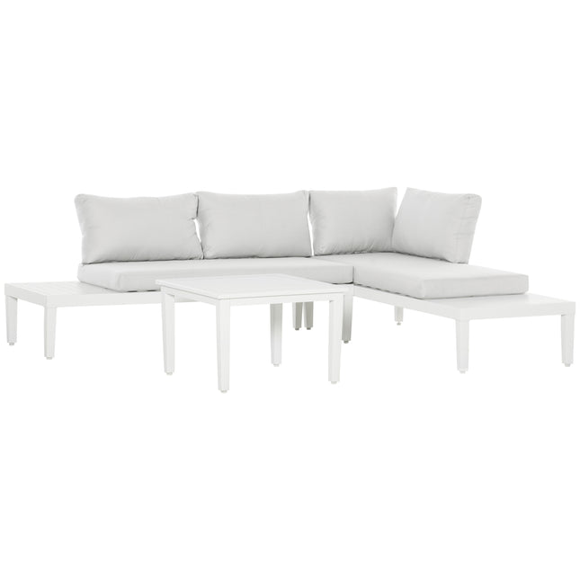 Garten-Sofa-Set aus Aluminium für den Außenbereich mit gepolstertem Beistelltisch