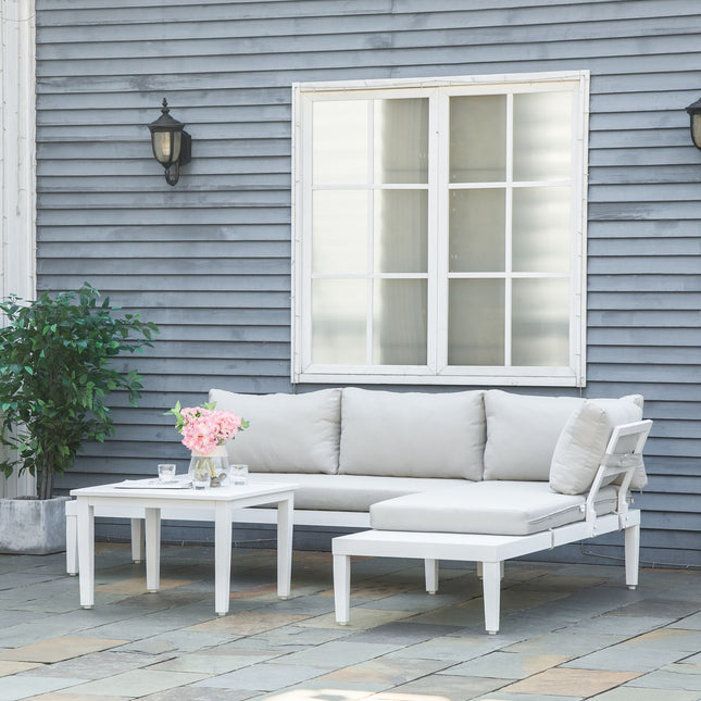 Garten-Sofa-Set aus Aluminium für den Außenbereich mit gepolstertem Beistelltisch