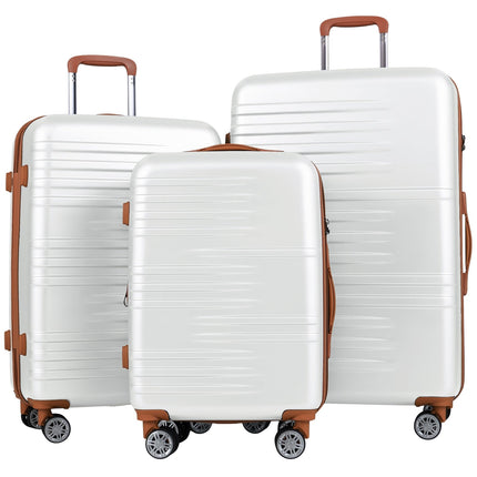 3-Piece Hard Shell Luggage Set with TSA Lock, White
