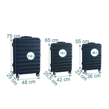 3-teiliges Hartschalenkoffer-Set mit Rollen